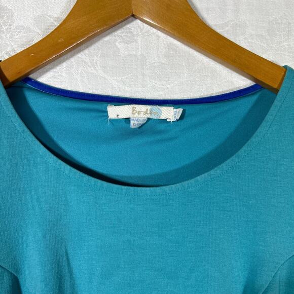 Boden Dress 6 LONG Blue Jersey Heavyweight Fit and Flare Half Sleeve Side Zip - Picture 5 of 13